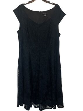 Suite 7 Black Lace Midi Dress with Cap Sleeves